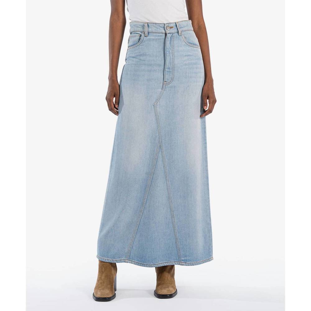 NEW KUT FROM THE KLOTH annalise maxi skirt in light wash